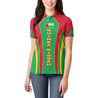 Guinea Bissau Women Polo Shirt with Red Green Yellow Stripe Design and Black Star - Wonder Print Shop
