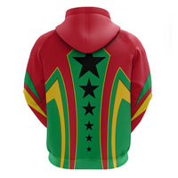 Guinea Bissau Zip Hoodie with Red Green Yellow Stripe Design and Black Star - Wonder Print Shop