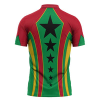 Guinea Bissau Zipper Polo Shirt with Red Green Yellow Stripe Design and Black Star - Wonder Print Shop