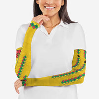 Guinea Bissau Arm Sleeves with Yellow Tribal Geometric Design and National Flag - Wonder Print Shop