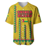 Guinea Bissau Baseball Jersey with Yellow Tribal Geometric Design and National Flag - Wonder Print Shop