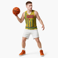 Guinea Bissau Basketball Jersey with Yellow Tribal Geometric Design and National Flag - Wonder Print Shop