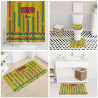 Guinea Bissau Bathroom Set with Yellow Tribal Geometric Design and National Flag - Wonder Print Shop