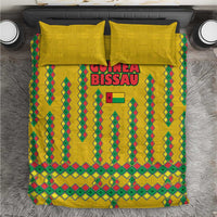 Guinea Bissau Bedding Set with Yellow Tribal Geometric Design and National Flag - Wonder Print Shop