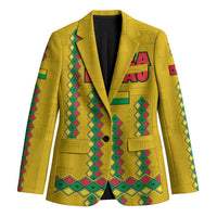 Guinea Bissau Blazer with Yellow Tribal Geometric Design and National Flag - Wonder Print Shop