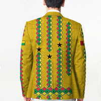 Guinea Bissau Blazer with Yellow Tribal Geometric Design and National Flag - Wonder Print Shop