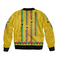 Guinea Bissau Bomber Jacket with Yellow Tribal Geometric Design and National Flag - Wonder Print Shop