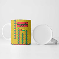 Guinea Bissau Ceramic Mug with Yellow Tribal Geometric Design and National Flag - Wonder Print Shop