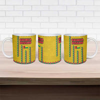 Guinea Bissau Ceramic Mug with Yellow Tribal Geometric Design and National Flag - Wonder Print Shop