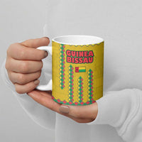 Guinea Bissau Ceramic Mug with Yellow Tribal Geometric Design and National Flag - Wonder Print Shop