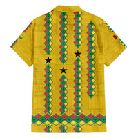 Guinea Bissau Family Matching Long Sleeve Bodycon Dress and Hawaiian Shirt with Yellow Tribal Geometric Design and National Flag - Wonder Print Shop
