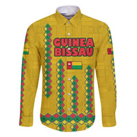 Guinea Bissau Family Matching Summer Maxi Dress and Hawaiian Shirt with Yellow Tribal Geometric Design and National Flag - Wonder Print Shop