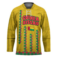Guinea Bissau Hockey Jersey with Yellow Tribal Geometric Design and National Flag - Wonder Print Shop