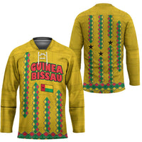 Guinea Bissau Hockey Jersey with Yellow Tribal Geometric Design and National Flag - Wonder Print Shop