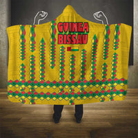 Guinea Bissau Hooded Blanket with Yellow Tribal Geometric Design and National Flag - Wonder Print Shop
