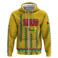 Guinea Bissau Hoodie with Yellow Tribal Geometric Design and National Flag - Wonder Print Shop