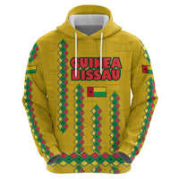 Guinea Bissau Hoodie with Yellow Tribal Geometric Design and National Flag - Wonder Print Shop