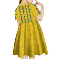 Guinea Bissau Kid Short Sleeve Dress with Yellow Tribal Geometric Design and National Flag - Wonder Print Shop