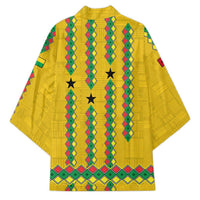 Guinea Bissau Kimono with Yellow Tribal Geometric Design and National Flag - Wonder Print Shop