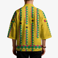 Guinea Bissau Kimono with Yellow Tribal Geometric Design and National Flag - Wonder Print Shop