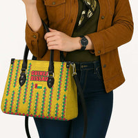 Guinea Bissau Leather Bag with Yellow Tribal Geometric Design and National Flag - Wonder Print Shop