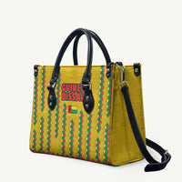 Guinea Bissau Leather Bag with Yellow Tribal Geometric Design and National Flag - Wonder Print Shop