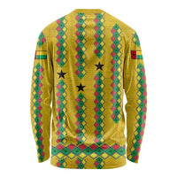 Guinea Bissau Long Sleeve Shirt with Yellow Tribal Geometric Design and National Flag - Wonder Print Shop