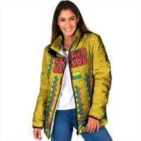 Guinea Bissau Padded Jacket with Yellow Tribal Geometric Design and National Flag - Wonder Print Shop