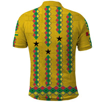 Guinea Bissau Polo Shirt with Yellow Tribal Geometric Design and National Flag - Wonder Print Shop