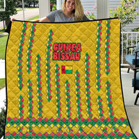 Guinea Bissau Quilt with Yellow Tribal Geometric Design and National Flag - Wonder Print Shop