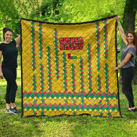 Guinea Bissau Quilt with Yellow Tribal Geometric Design and National Flag - Wonder Print Shop