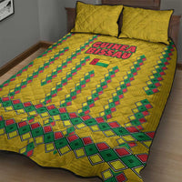 Guinea Bissau Quilt Bed Set with Yellow Tribal Geometric Design and National Flag - Wonder Print Shop