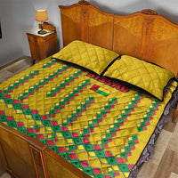 Guinea Bissau Quilt Bed Set with Yellow Tribal Geometric Design and National Flag - Wonder Print Shop