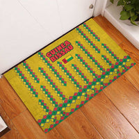 Guinea Bissau Rubber Doormat with Yellow Tribal Geometric Design and National Flag - Wonder Print Shop
