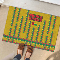 Guinea Bissau Rubber Doormat with Yellow Tribal Geometric Design and National Flag - Wonder Print Shop