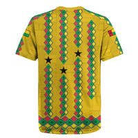 Guinea Bissau Rugby Jersey with Yellow Tribal Geometric Design and National Flag - Wonder Print Shop