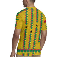 Guinea Bissau Rugby Jersey with Yellow Tribal Geometric Design and National Flag - Wonder Print Shop