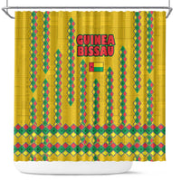 Guinea Bissau Shower Curtain with Yellow Tribal Geometric Design and National Flag - Wonder Print Shop