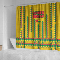 Guinea Bissau Shower Curtain with Yellow Tribal Geometric Design and National Flag - Wonder Print Shop