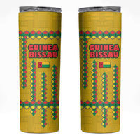 Guinea Bissau Skinny Tumbler with Yellow Tribal Geometric Design and National Flag - Wonder Print Shop