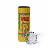 Guinea Bissau Skinny Tumbler with Yellow Tribal Geometric Design and National Flag - Wonder Print Shop
