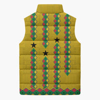 Guinea Bissau Sleeveless Puffer Jacket with Yellow Tribal Geometric Design and National Flag - Wonder Print Shop