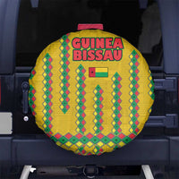 Guinea Bissau Spare Tire Cover with Yellow Tribal Geometric Design and National Flag - Wonder Print Shop