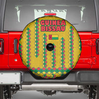 Guinea Bissau Spare Tire Cover with Yellow Tribal Geometric Design and National Flag - Wonder Print Shop