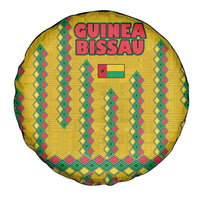 Guinea Bissau Spare Tire Cover with Yellow Tribal Geometric Design and National Flag - Wonder Print Shop