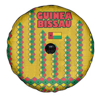 Guinea Bissau Spare Tire Cover with Yellow Tribal Geometric Design and National Flag - Wonder Print Shop