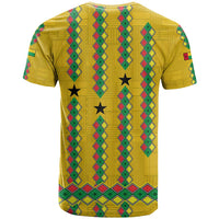 Guinea Bissau T Shirt with Yellow Tribal Geometric Design and National Flag - Wonder Print Shop