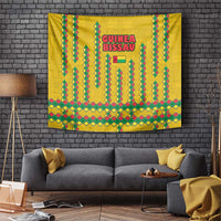 Guinea Bissau Tapestry with Yellow Tribal Geometric Design and National Flag - Wonder Print Shop