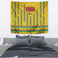 Guinea Bissau Tapestry with Yellow Tribal Geometric Design and National Flag - Wonder Print Shop