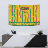Guinea Bissau Tapestry with Yellow Tribal Geometric Design and National Flag - Wonder Print Shop